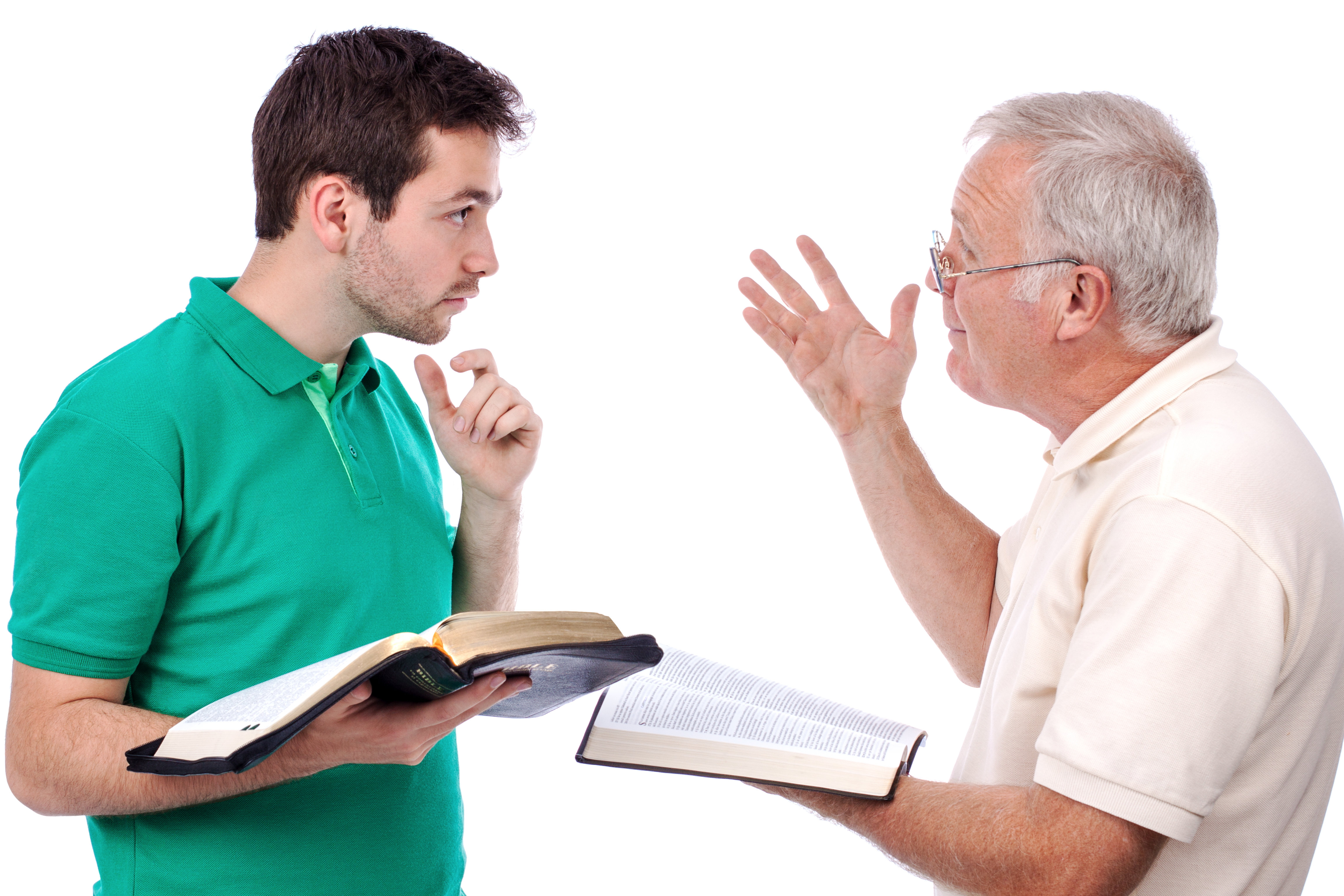 Old man sharing God's Words with a young man