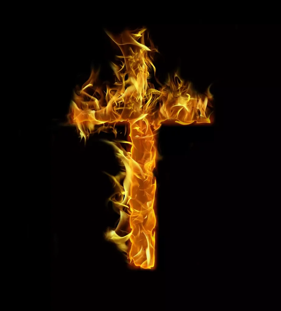 Burning Cross background on black